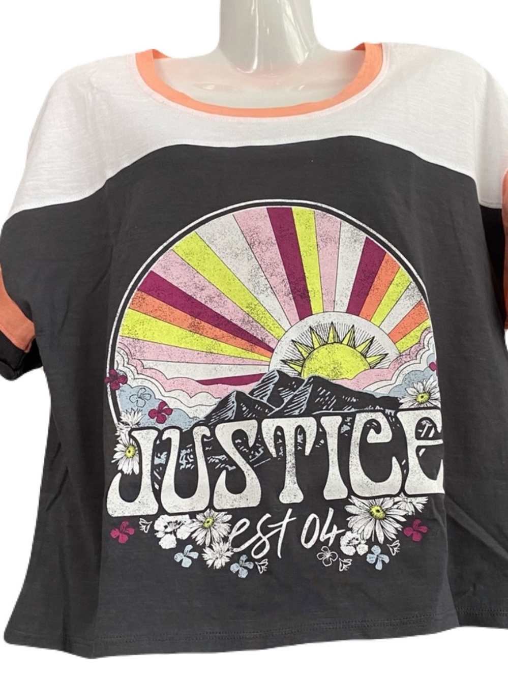 Girls Cropped Justice Logo Top
